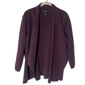 Alfani Cardigan Sweater Womens 3X Burgandy Wine Cotton Blend Open Front Plus Siz